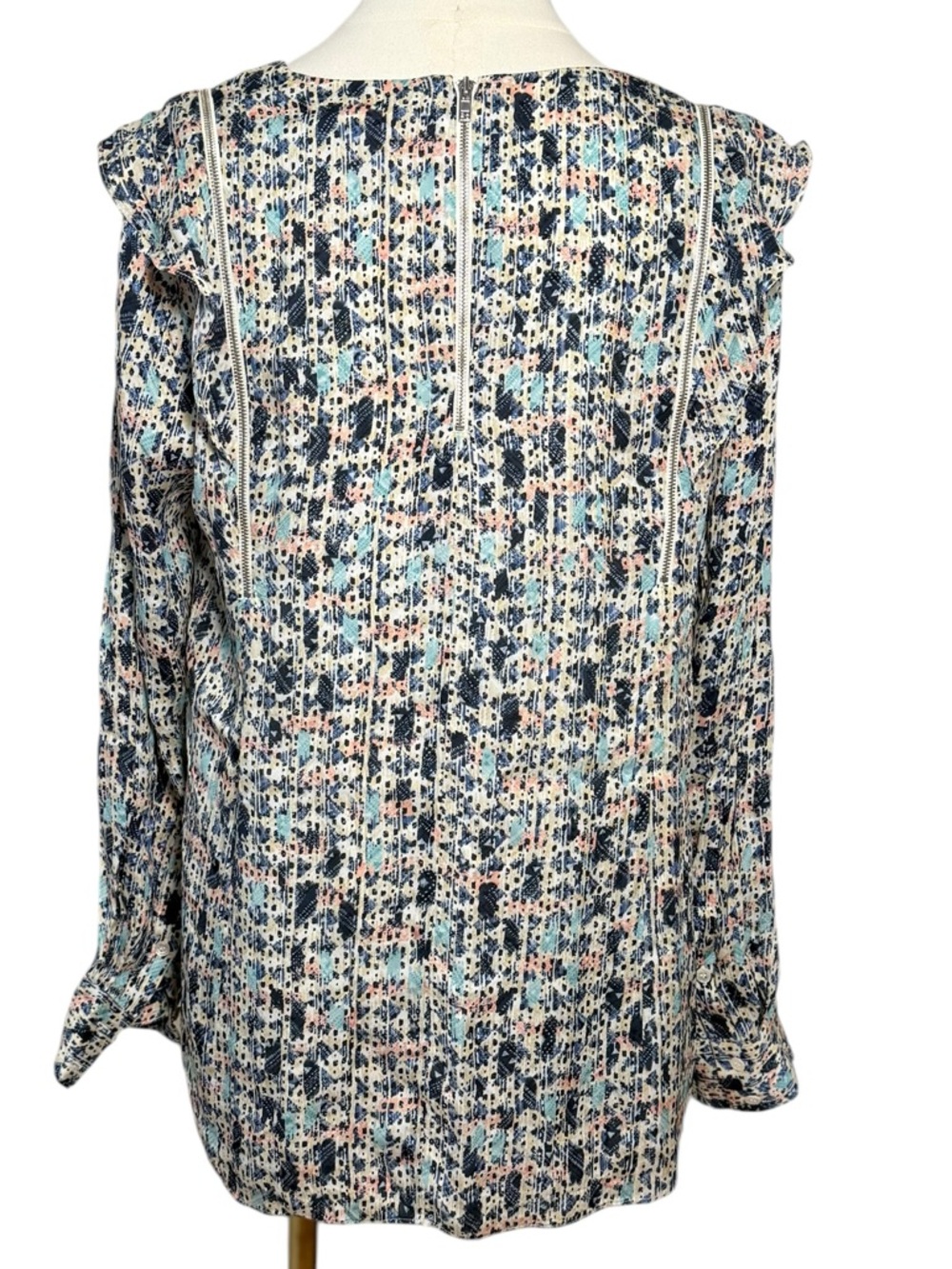 Reiss Olivia Ditsy Print Ruffle Trim Blouse Top Size 10 - Picture 6 of 12